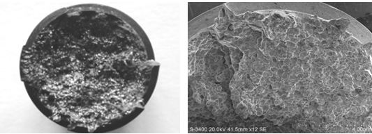 图14-74 失效件宏观形貌 图14-75 失效件断面微观形貌